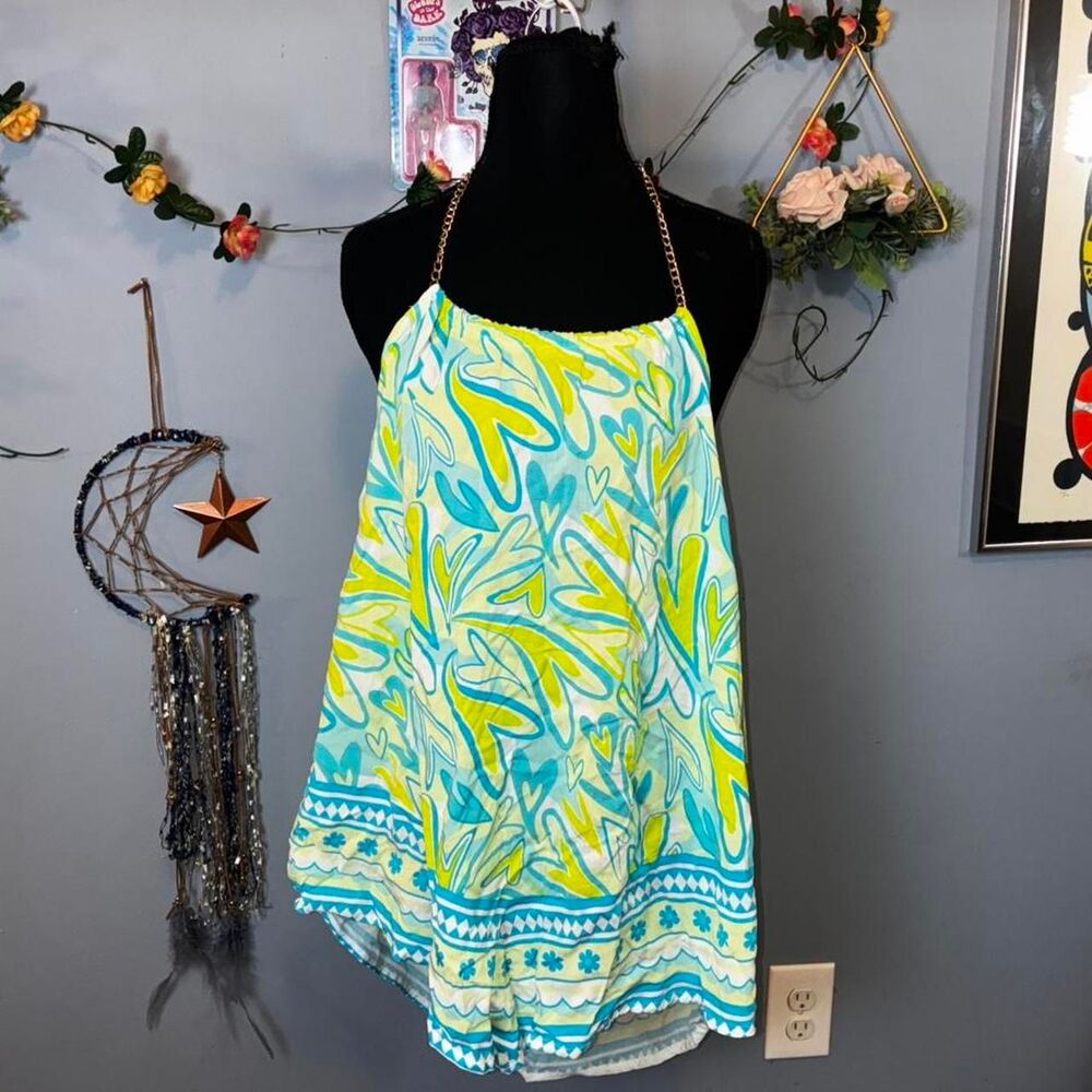 Multicoloured Floral No Boundaries Chain Link Halter Top (XXXL)